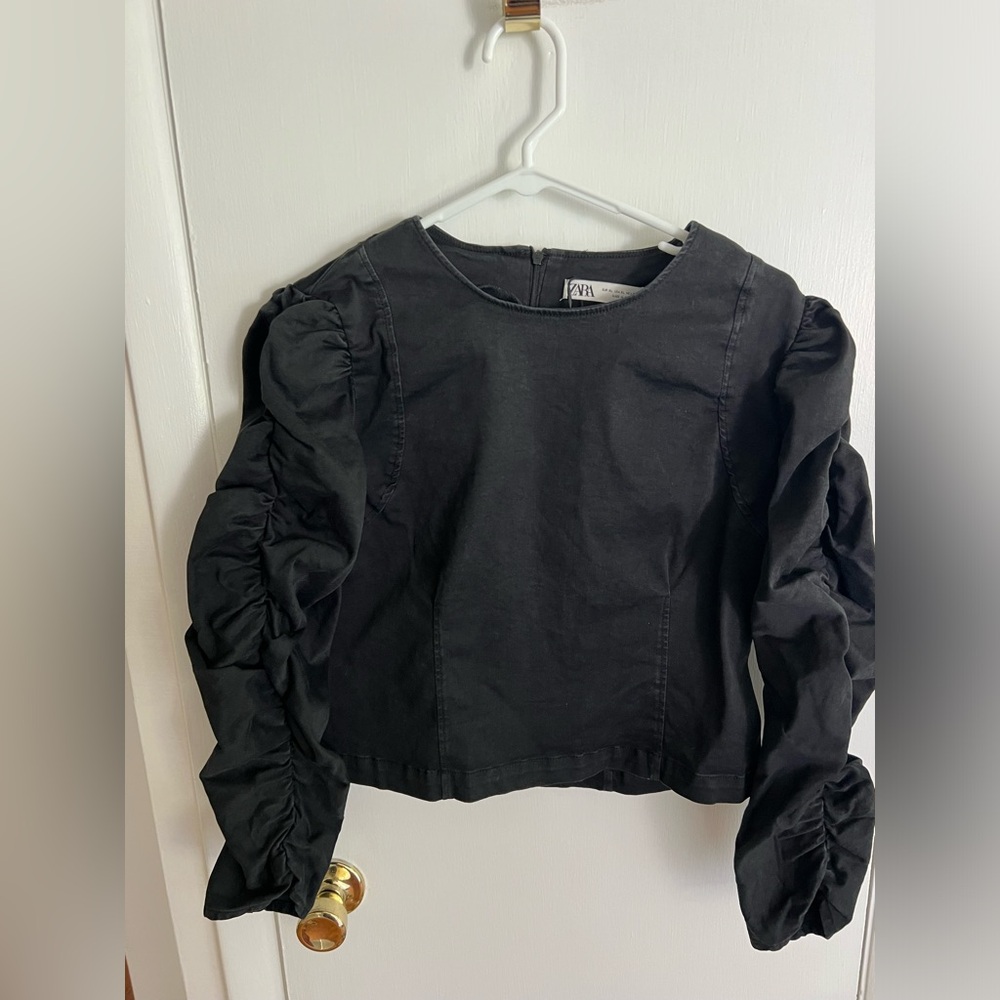 ZARA The Joycee Blouse Denim Long Sleeve
